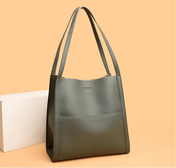 レディース 牛革 シンプル 縦型ショルダーバッグ