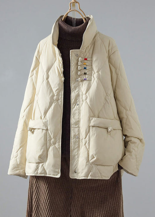 レディース 立ち襟 チャイナボタン ダウン キルティングコート
